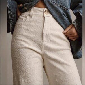 Anthropologie Pilcro The Skipper Cream Textured Crop Wide Leg Pant 27